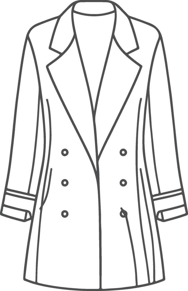 Floral Patterned Overcoat Line Art vector