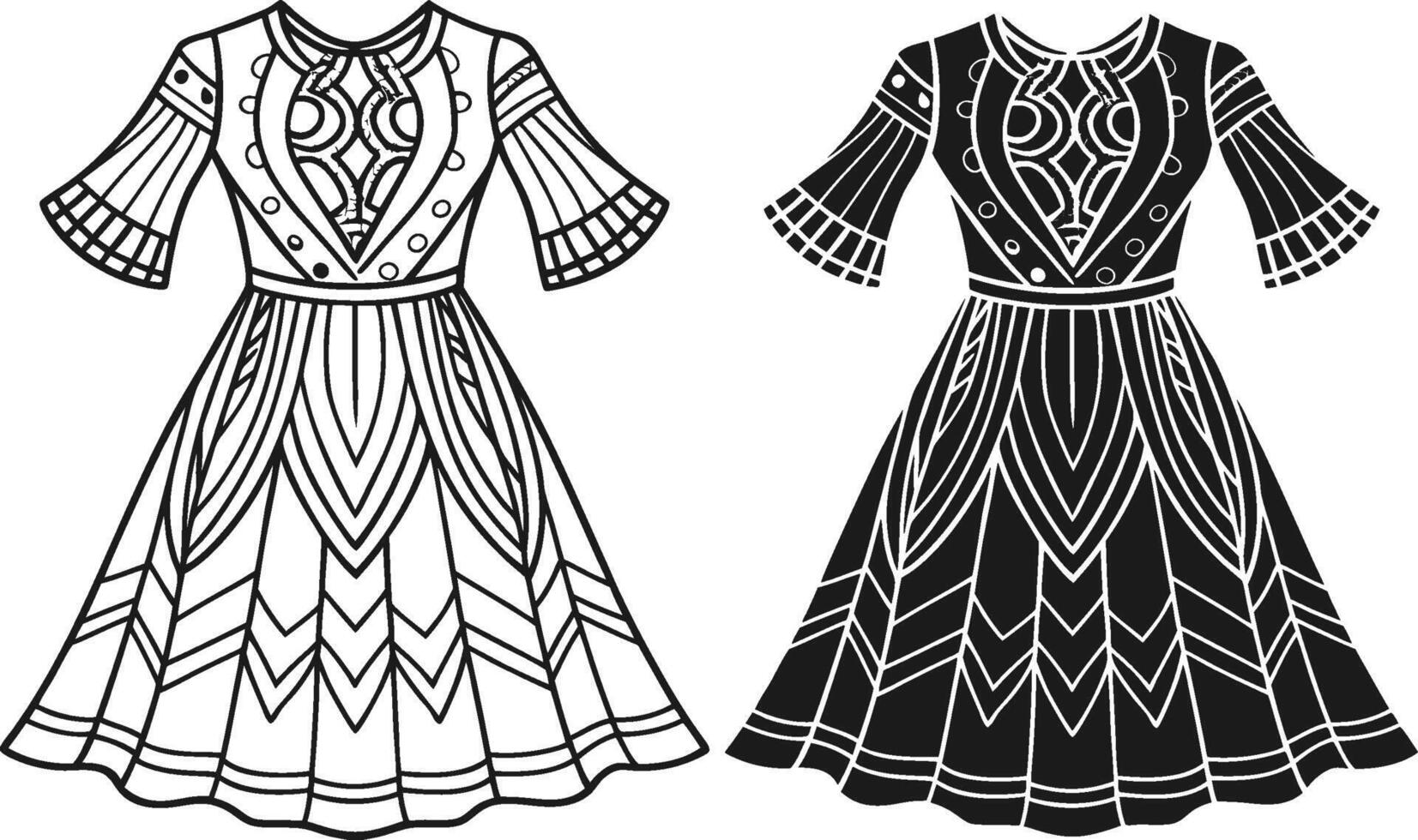 Boho Bell Sleeve Outline vector