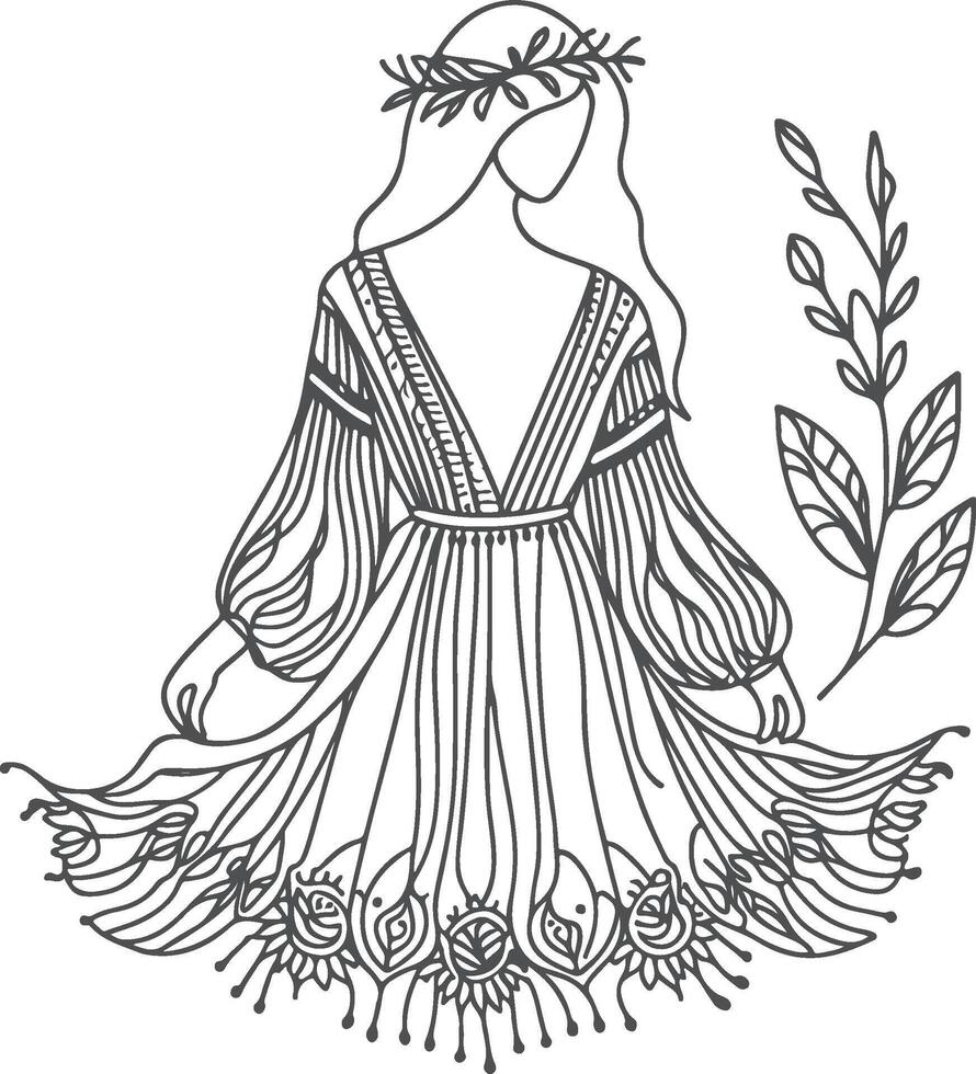 Flowing Boho Line Art vector