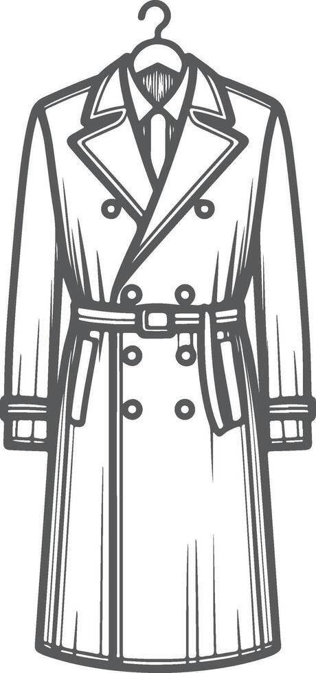Flowy Overcoat Dress Sketch vector
