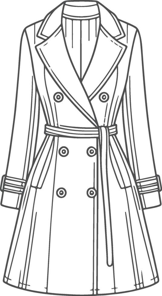 Classic Tailored Overcoat Line Art vector