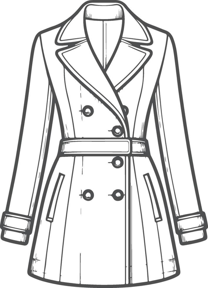 Structured Collar Overcoat Outline vector