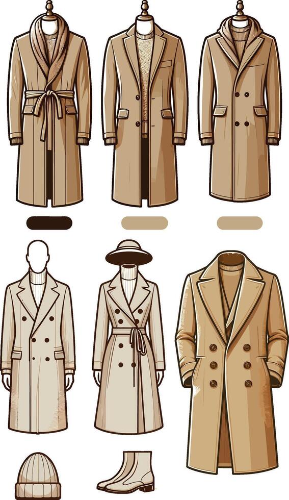 Powder Tan Beige Overcoat Design vector