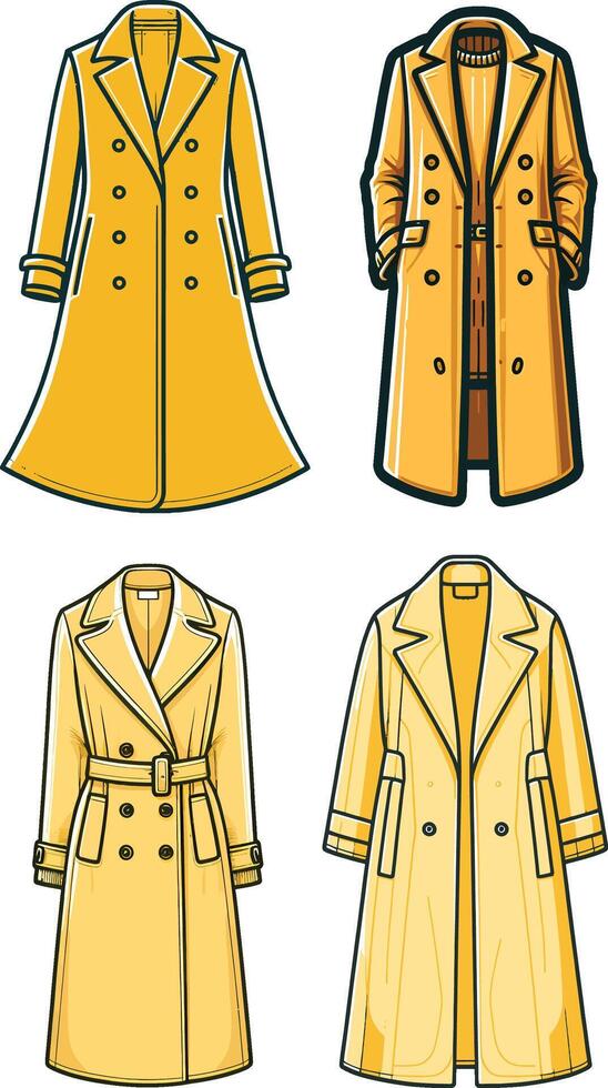 Scarlet yellow color Overcoat Dress Design vector