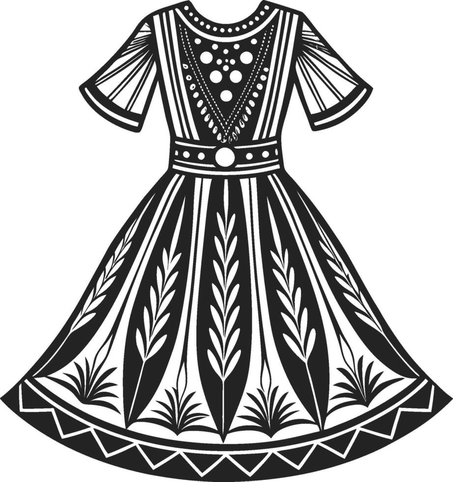 Boho Tiered Dress Silhouette vector