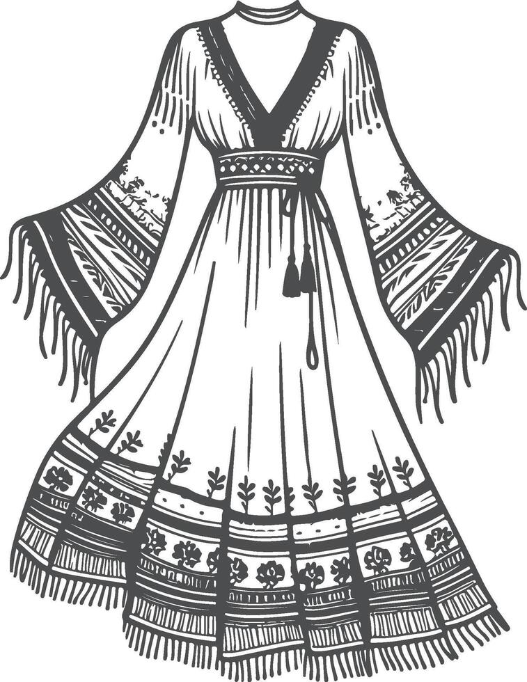 Boho Summer Dress Design vector