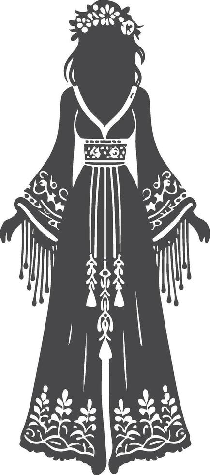 Elegant Boho Dress Silhouette vector