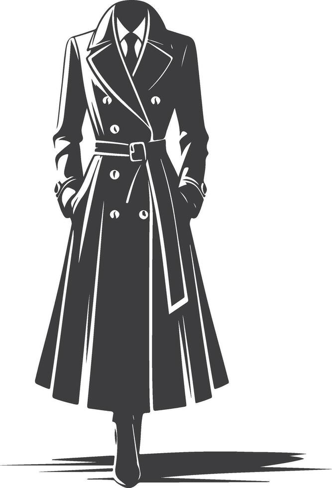 Classic Girls' Overcoat Silhouette vector