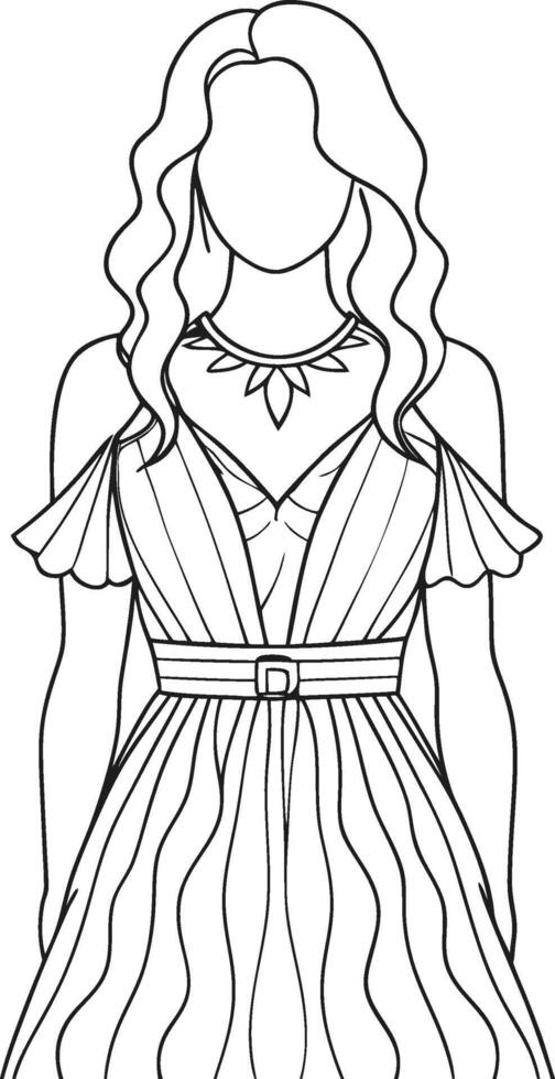 Ethereal Boho Line Art Gril vector