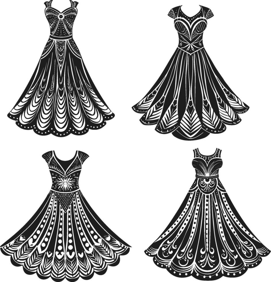 Boho Fringe Dress Design vector