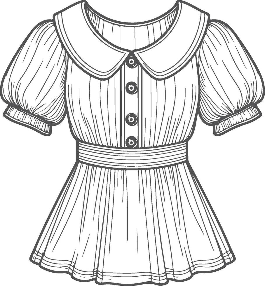 Short Sleeve Peter Pan Collar Outline vector
