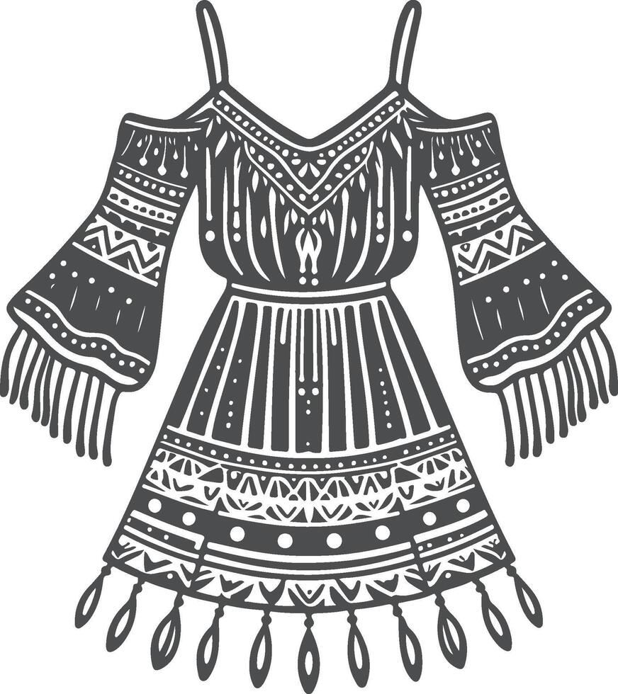 Graceful Tiered Boho Silhouette vector