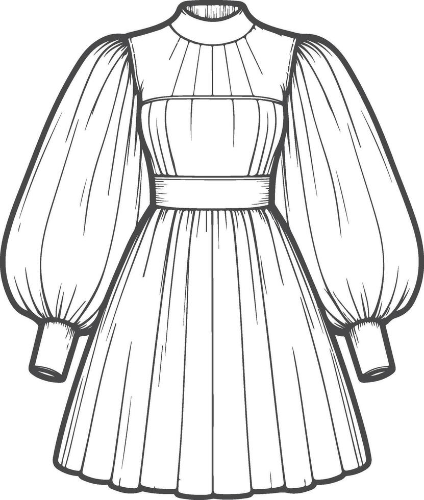 Classic Balloon Sleeve Dress vector