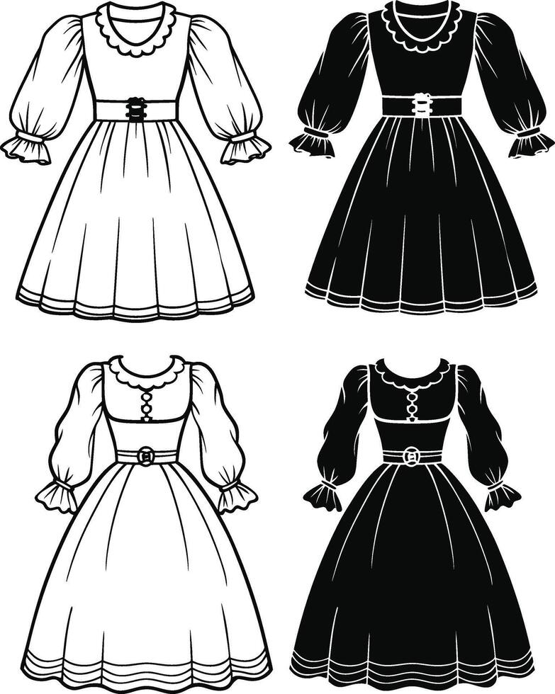 Chic Balloon Sleeve Dress vector