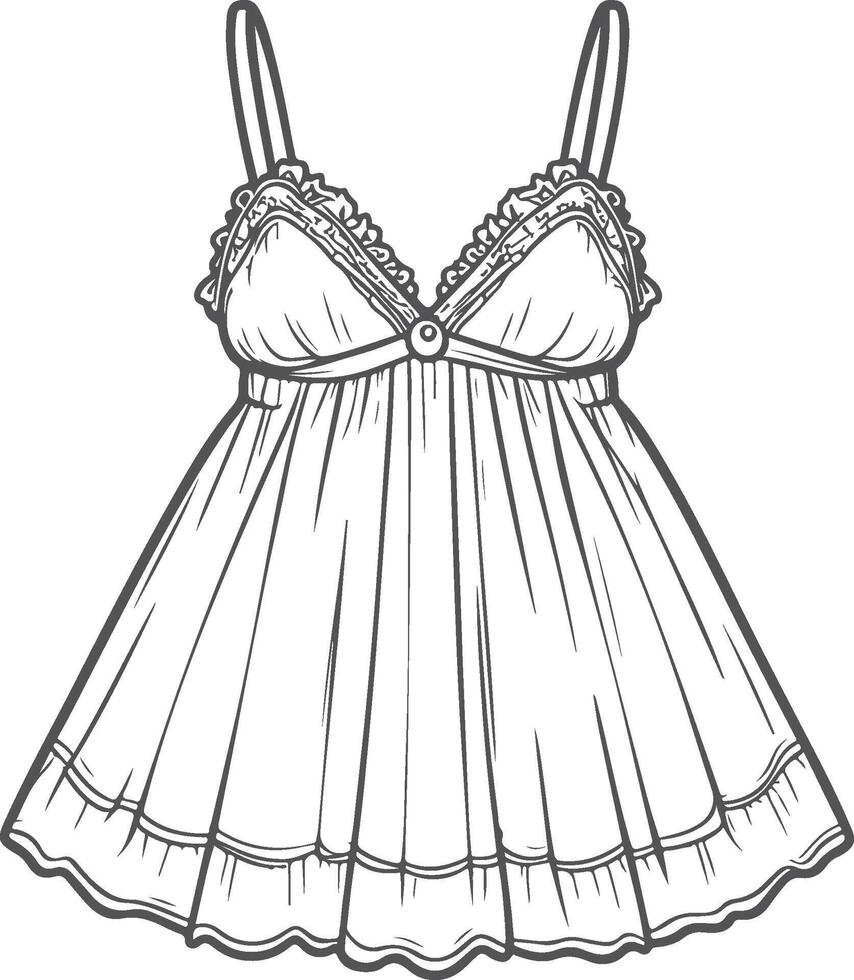 Elegant Ruffle Babydoll vector