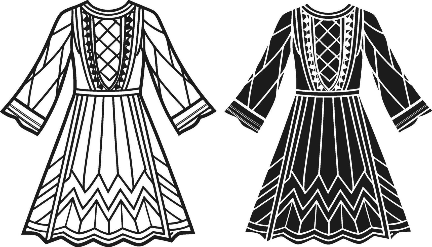 Gypsy Boho Dress Outline vector