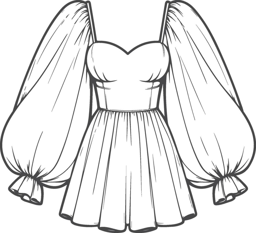 Soft Pleat Balloon Sleeve Outline vector