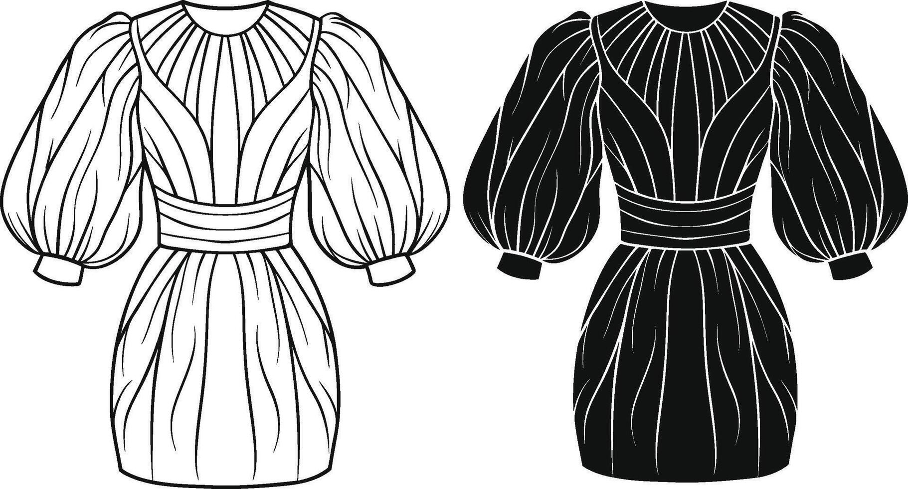 Polished Balloon Sleeve Dress vector