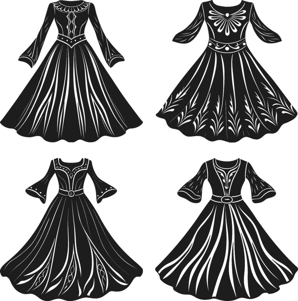 Romantic Boho Dress Sketch vector