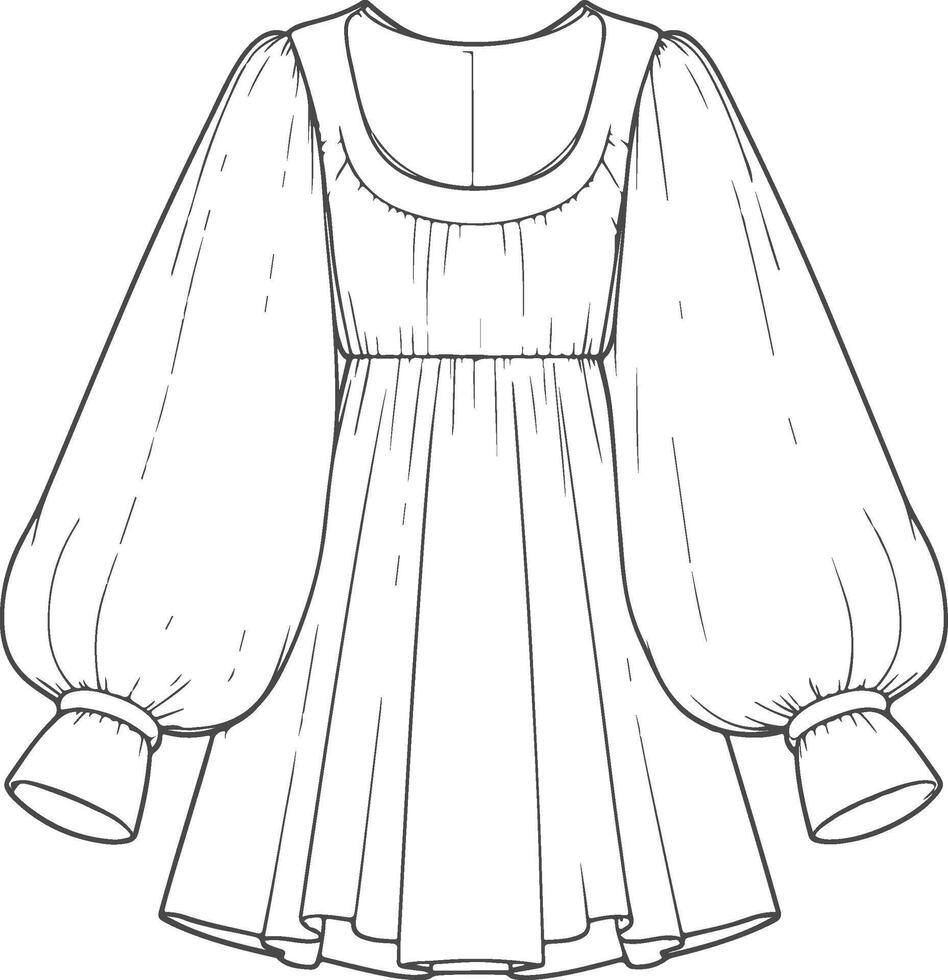 Victorian Balloon Sleeve Outline vector