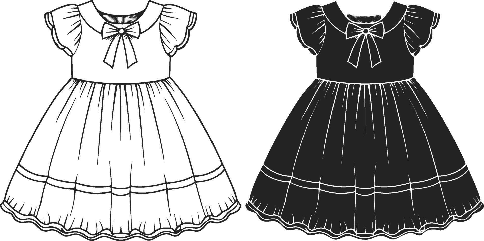 Vintage-Inspired Babydoll Sketch vector