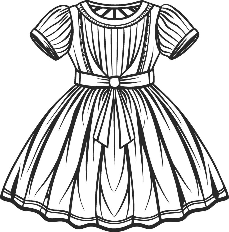 Boho Babydoll Dress Outline vector