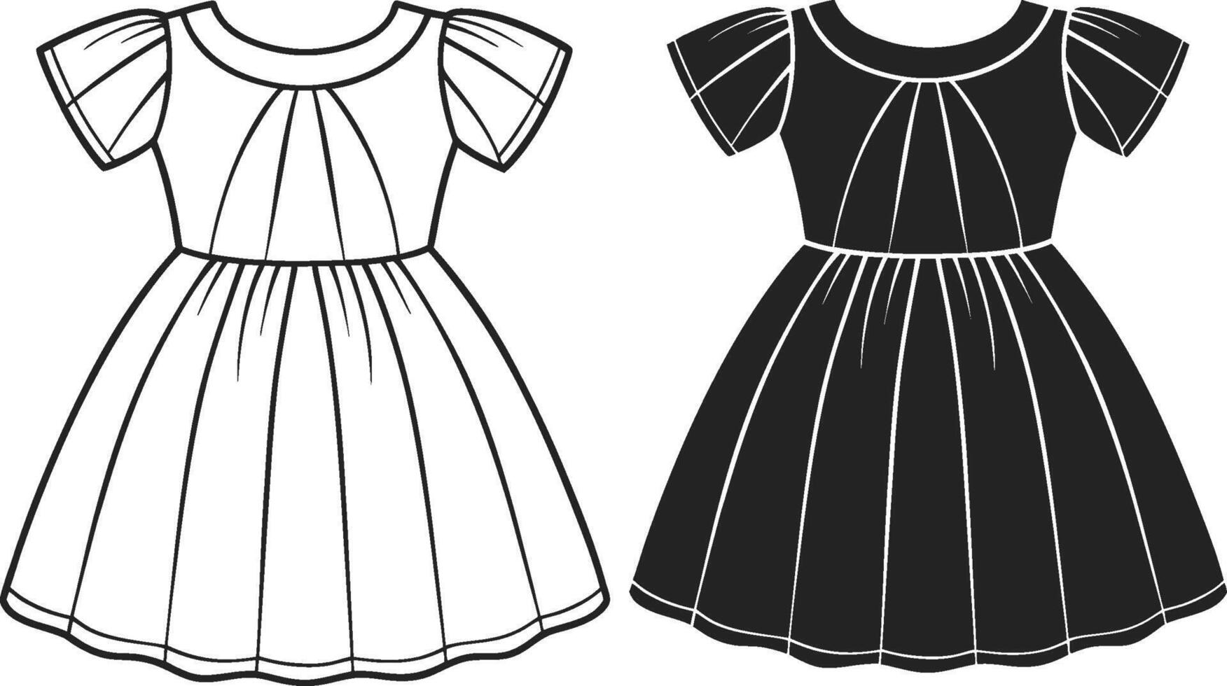 Classic Boho Babydoll Line Art vector