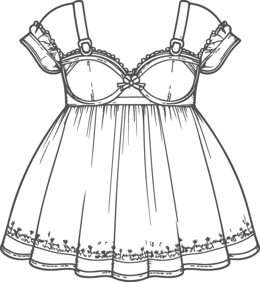 Vintage Charm Babydoll Silhouette vector