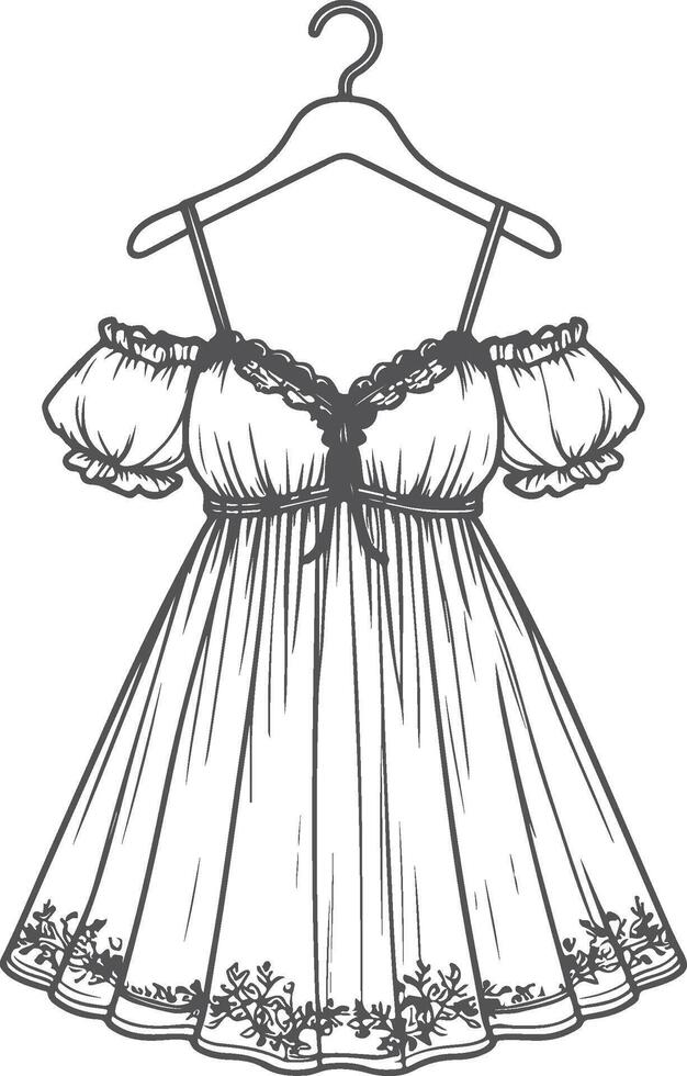 Minimal Flowy Babydoll Outline vector