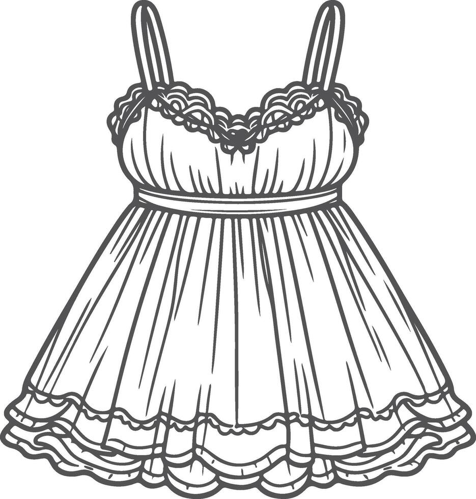 Dreamy Babydoll Dress Outline vector