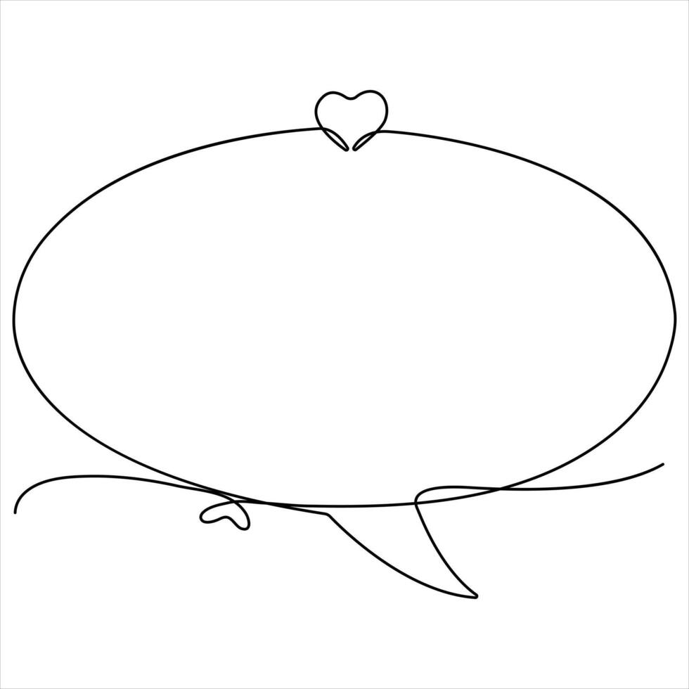 Continuous speech bubble single line art drawing of dialogue speech bubble border illustration vector