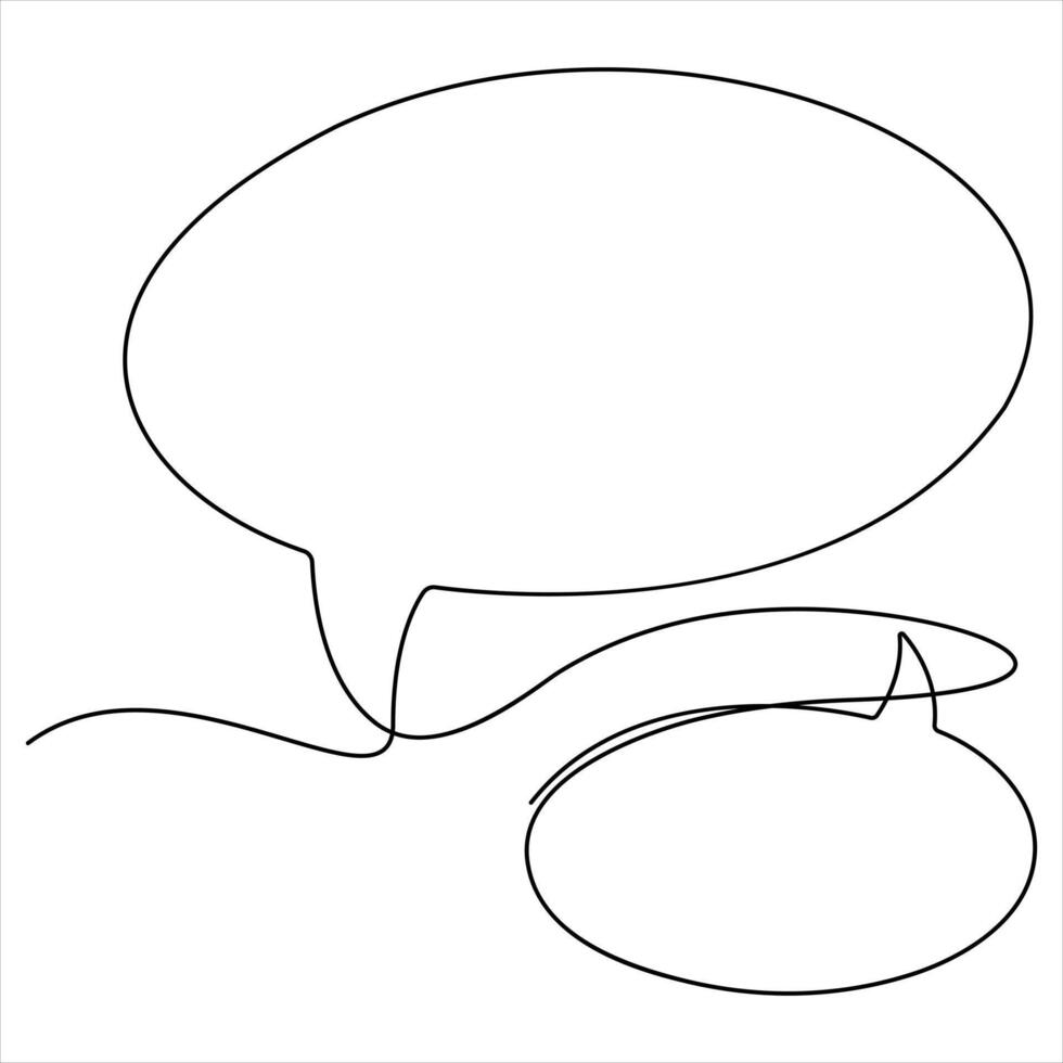 Continuous speech bubble single line drawing of dialogue speech bubble border outline line art vector