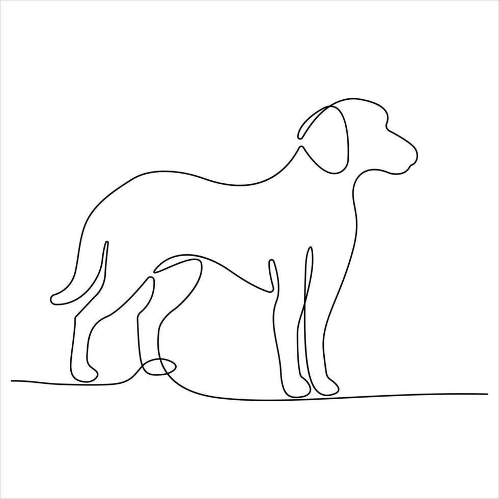 Single line art drawing dog continuous line illustration vector
