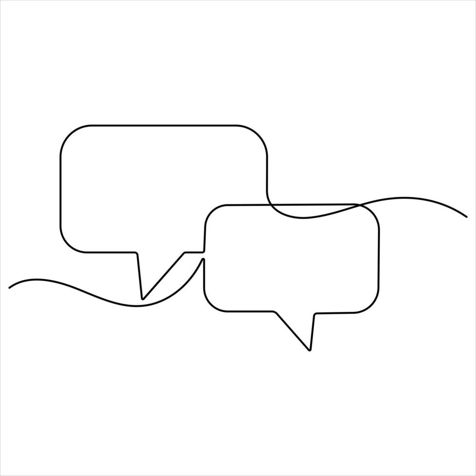 Continuous speech bubble single line art drawing of dialogue speech bubble border illustration vector