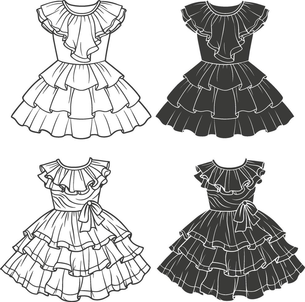 Ruffled wrap blouse technical fashion illustration with peplum hem vector