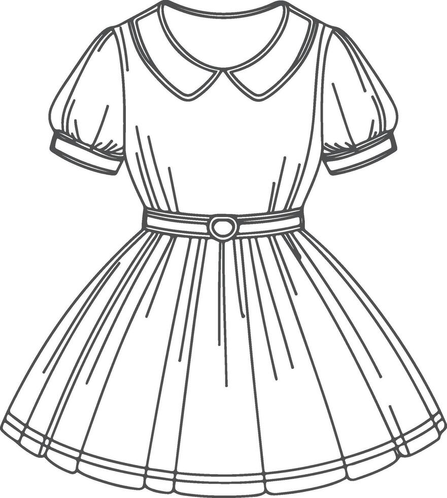 Layered Hem Peter Pan Collar Design vector