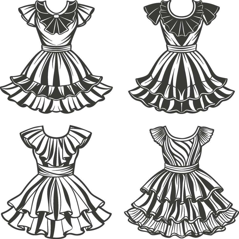 Sheath Ruffle Hem Dress Sketch Design vector