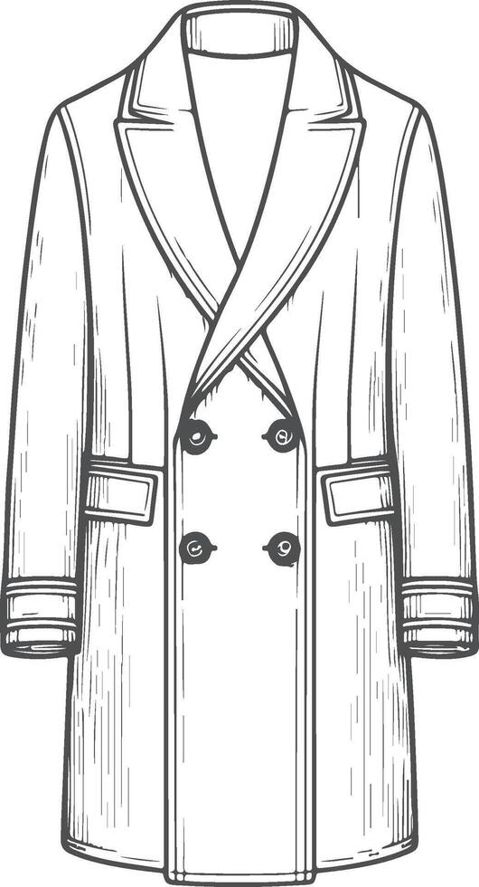 Layered Girls' Overcoat Line Art vector