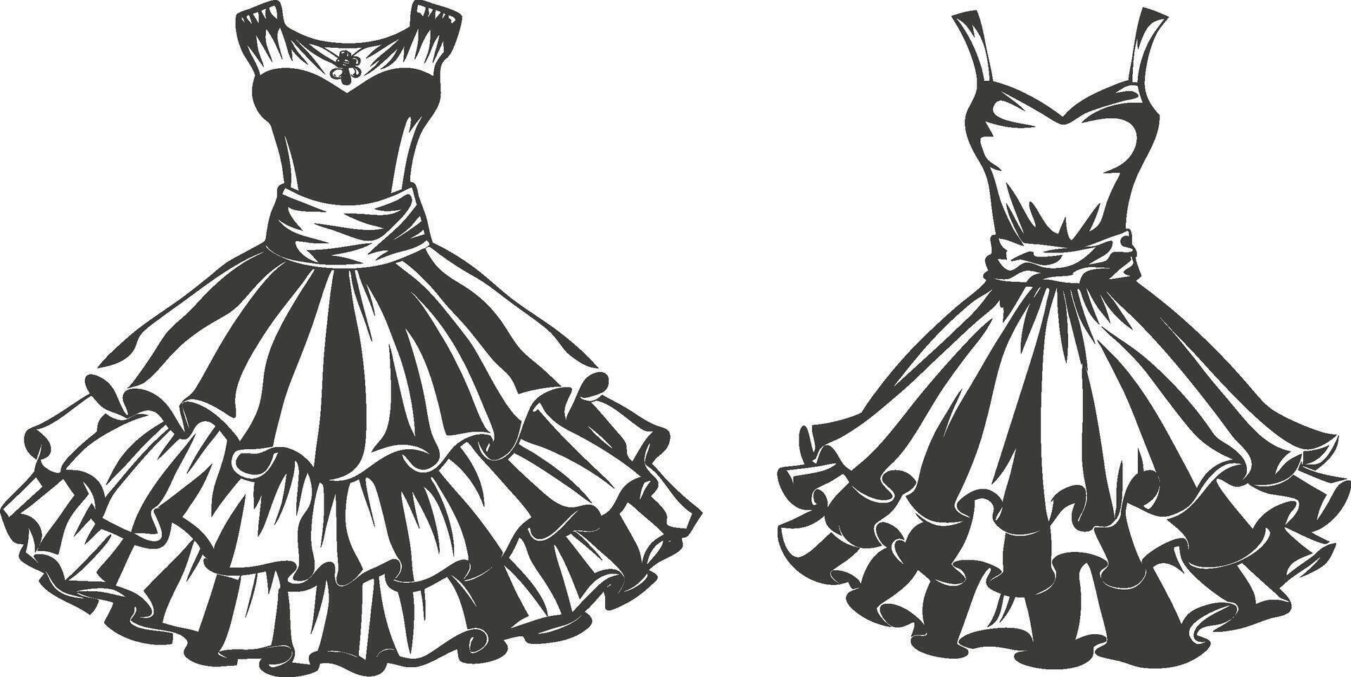 Button-Up Ruffle Hem Gown vector