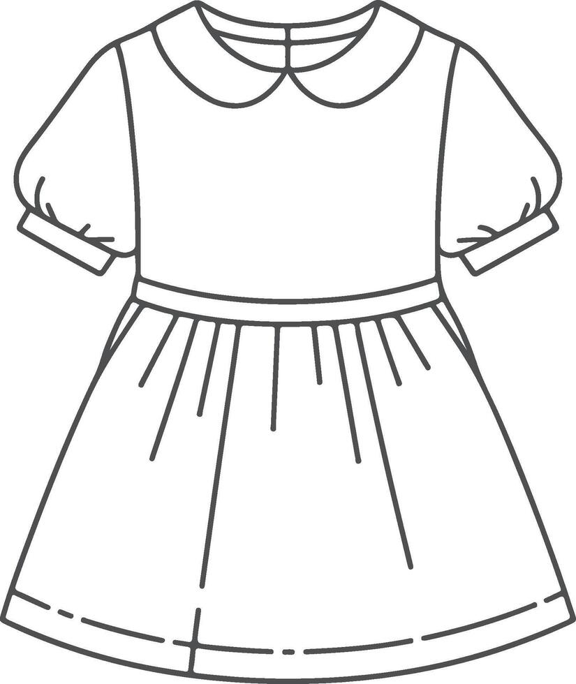 Curved Hem Peter Pan Collar Line Art Design vector