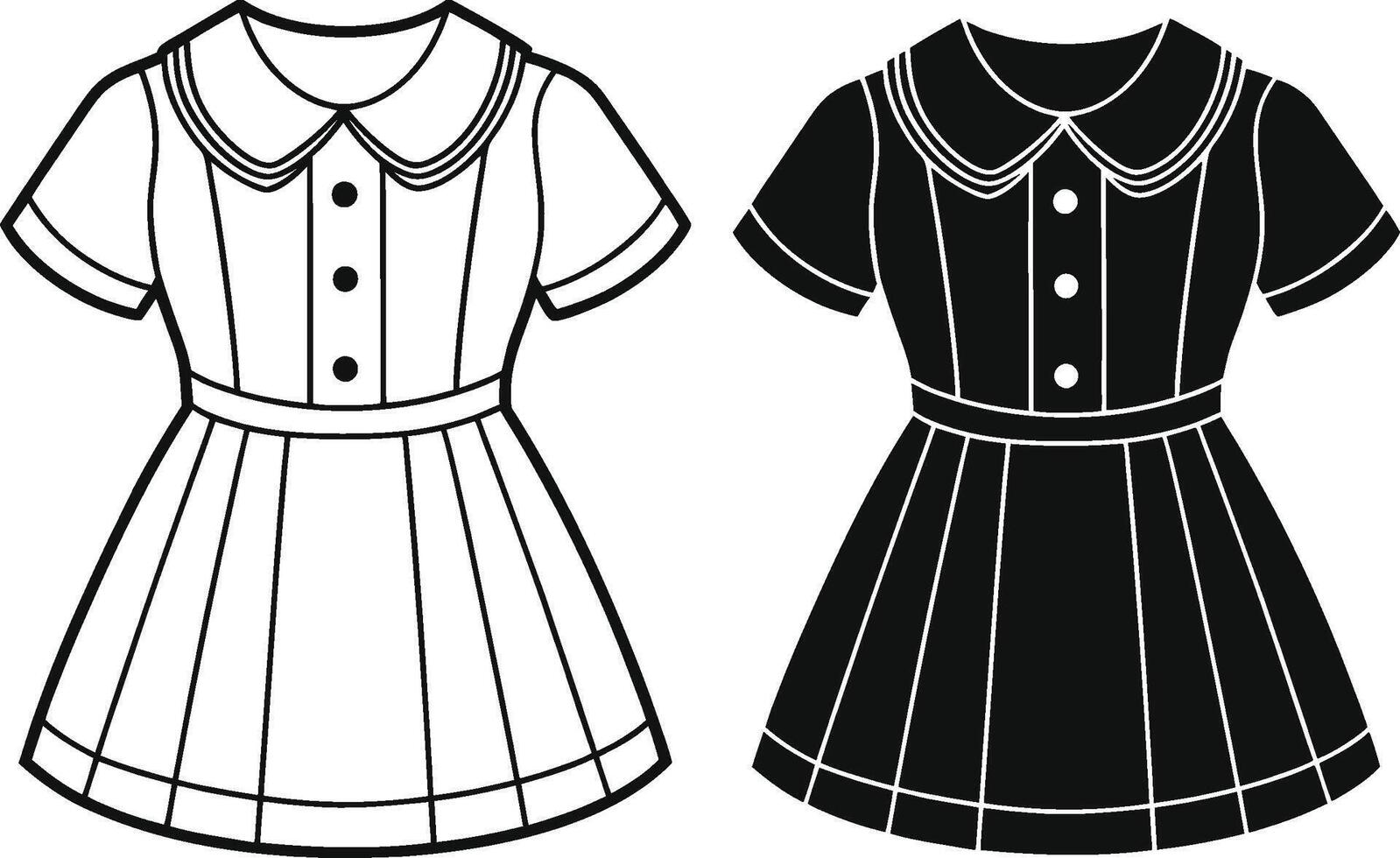 Buttoned Peter Pan Collar Silhouette Design vector