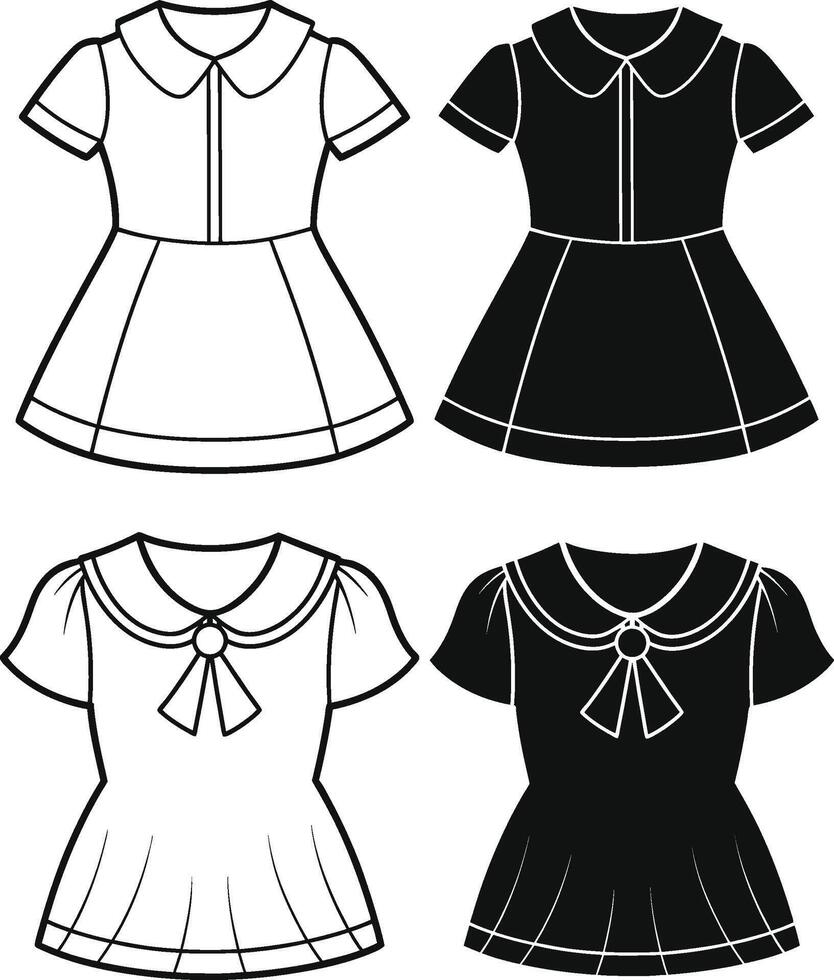 Flared Sleeve Peter Pan Collar vector