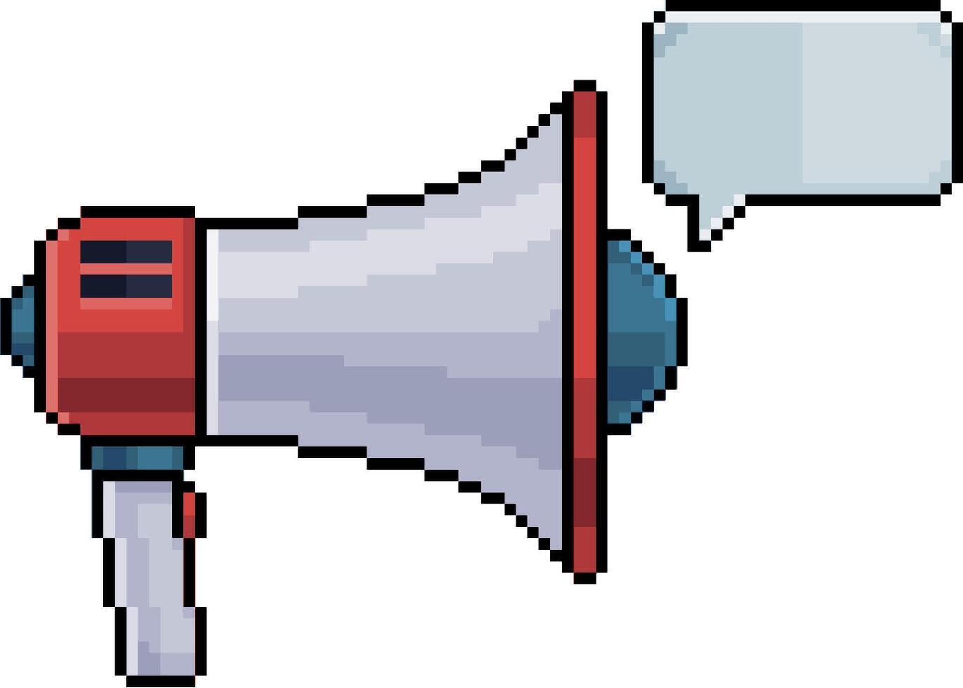 Pixel art megaphone with speech bubble in 8 bit style on white background vector