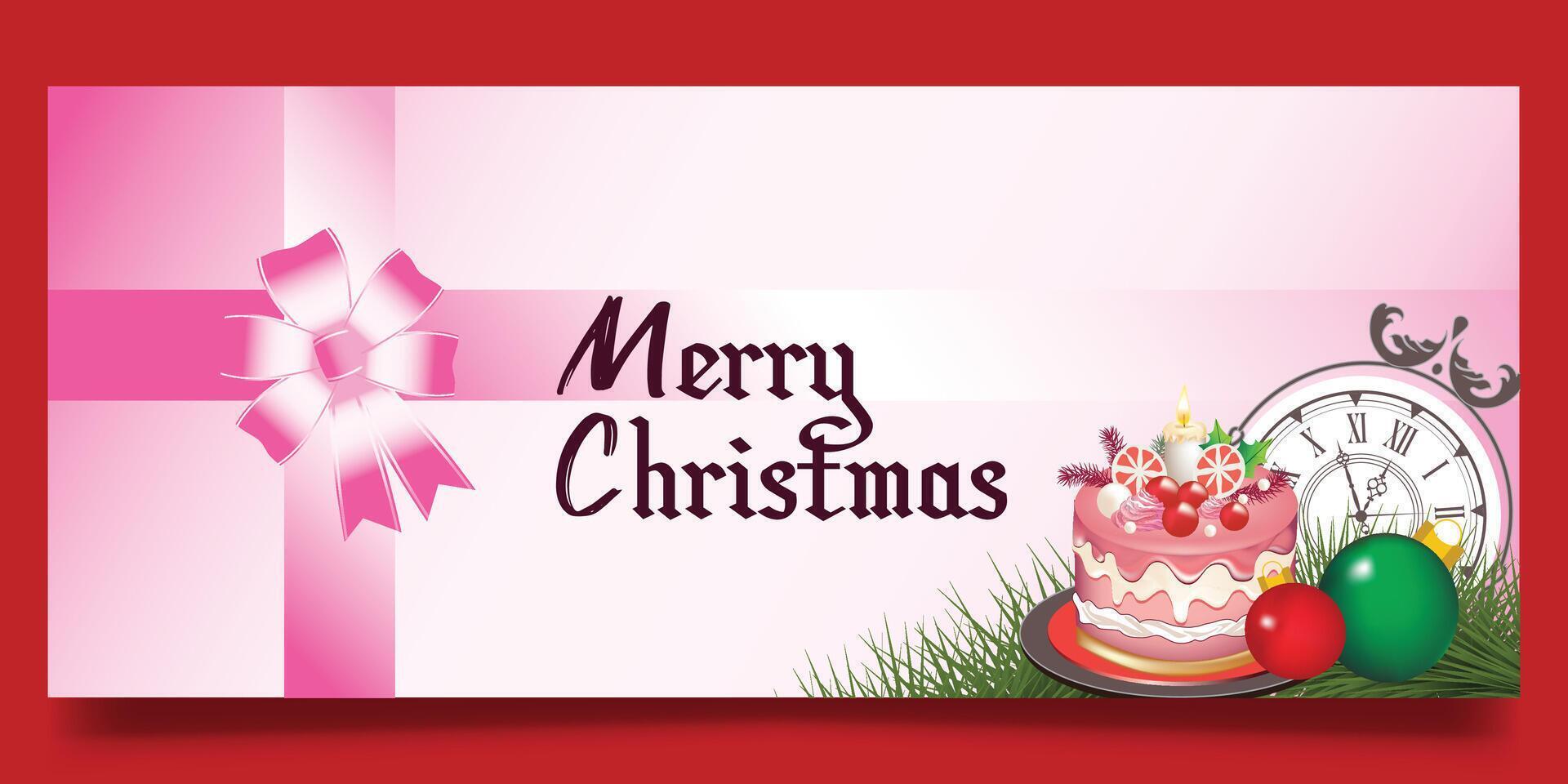 Unique pink color banner design for Christmas day vector