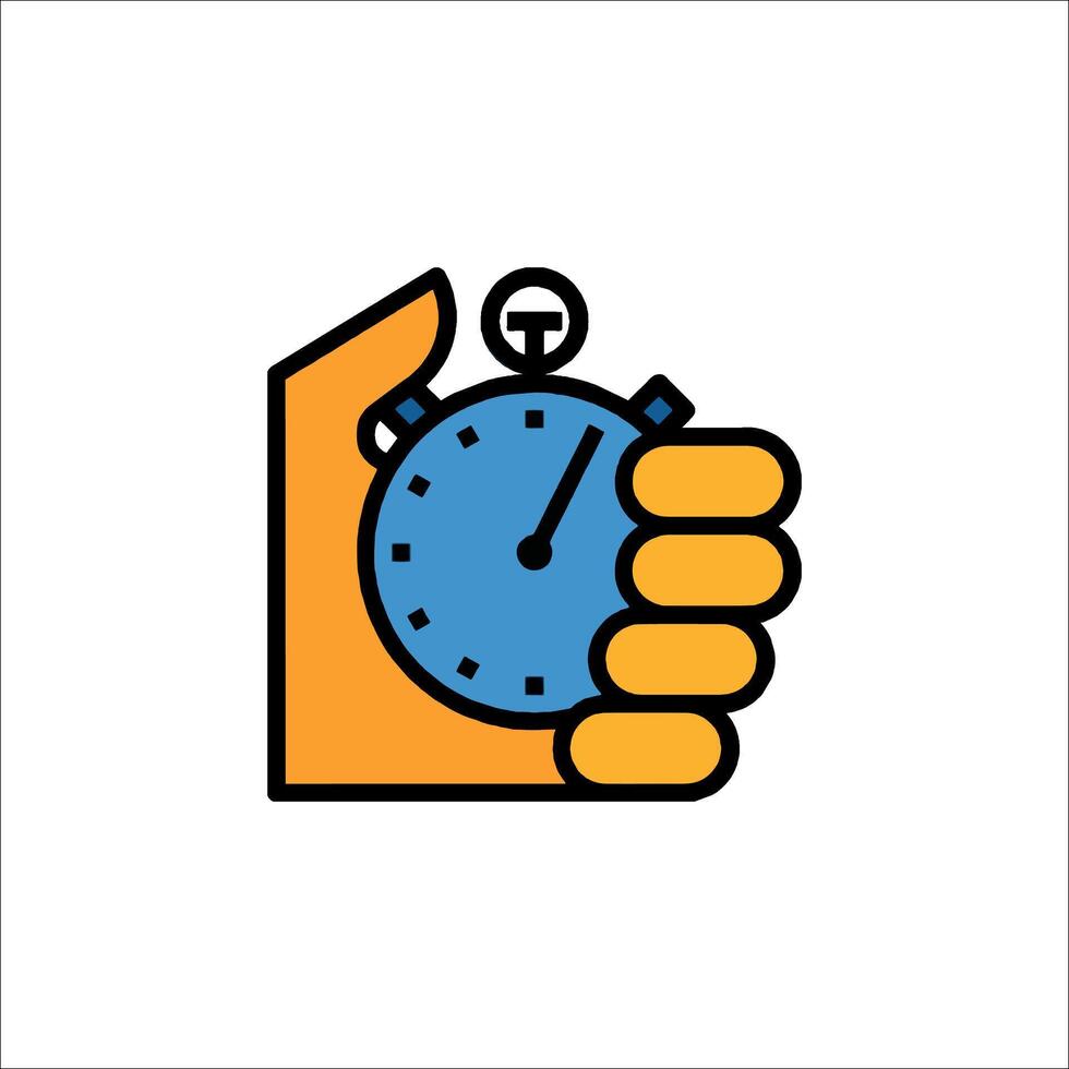 A hand holding a stopwatch icon vector