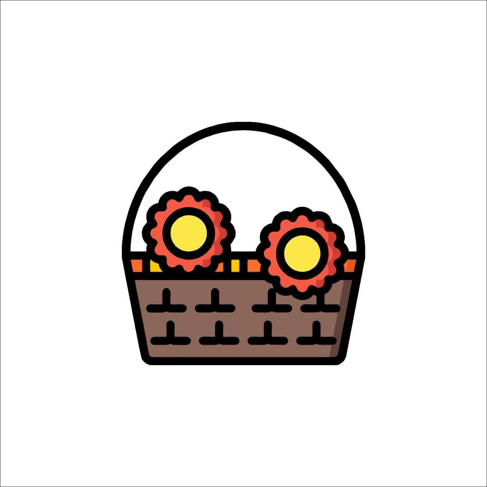Basket with flowers icon illustration vector