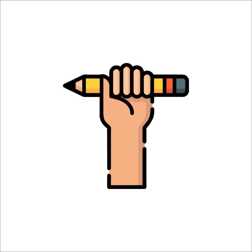 A hand holding a pencil with a colored pencil in it vector