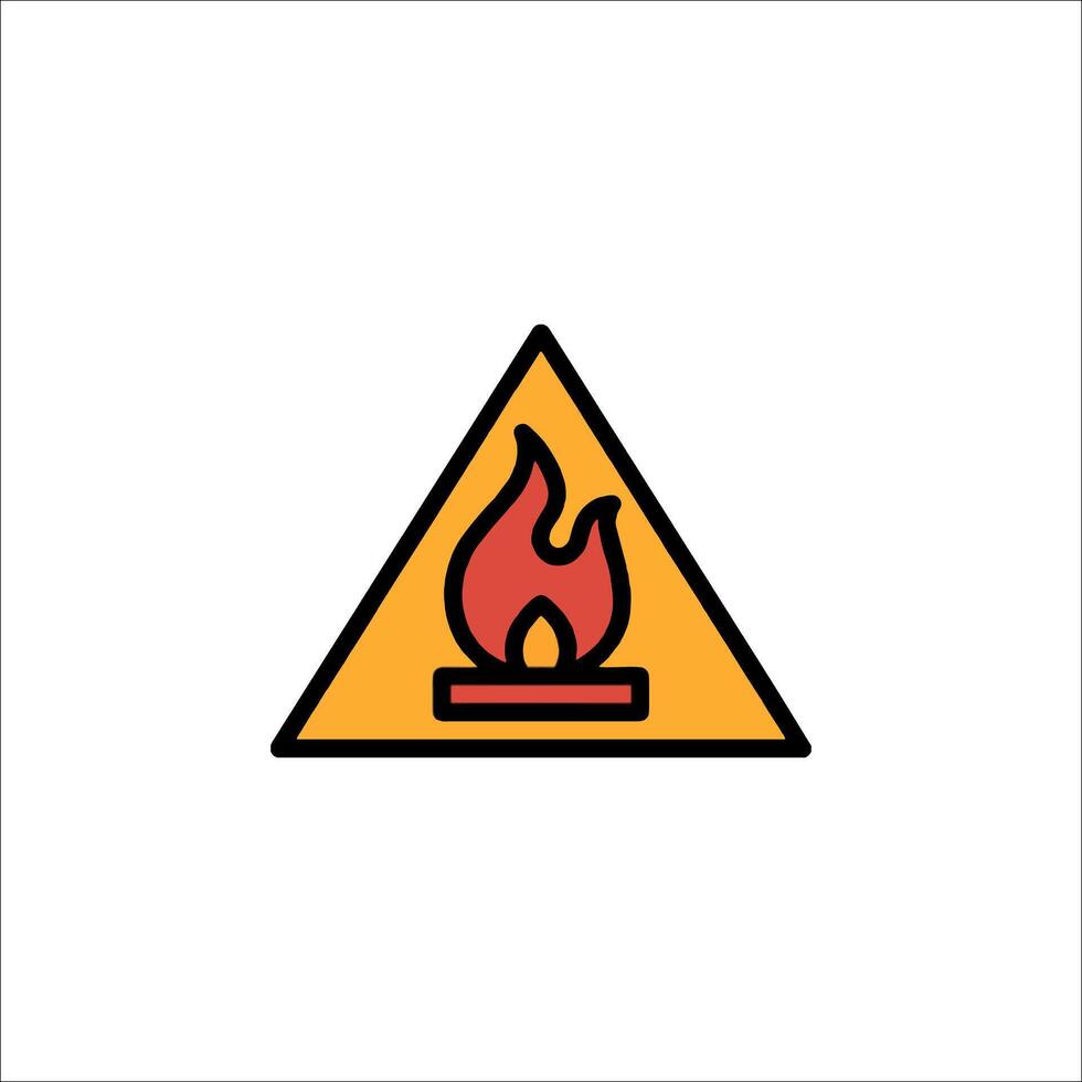 A warning sign with a flame in it vector