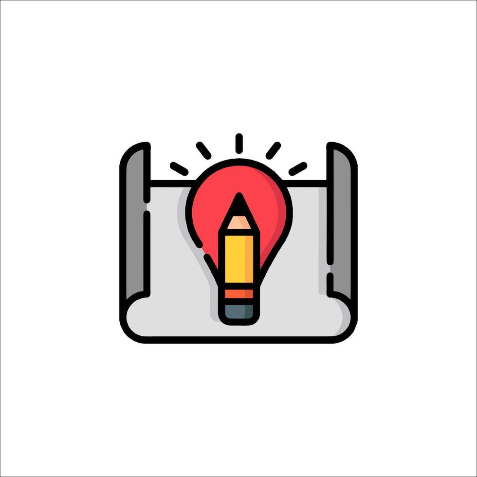 A pencil and light bulb icon on a white background vector