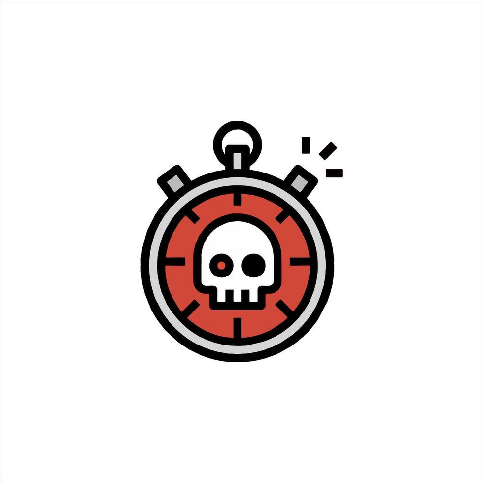 A skull with a stopwatch on it vector
